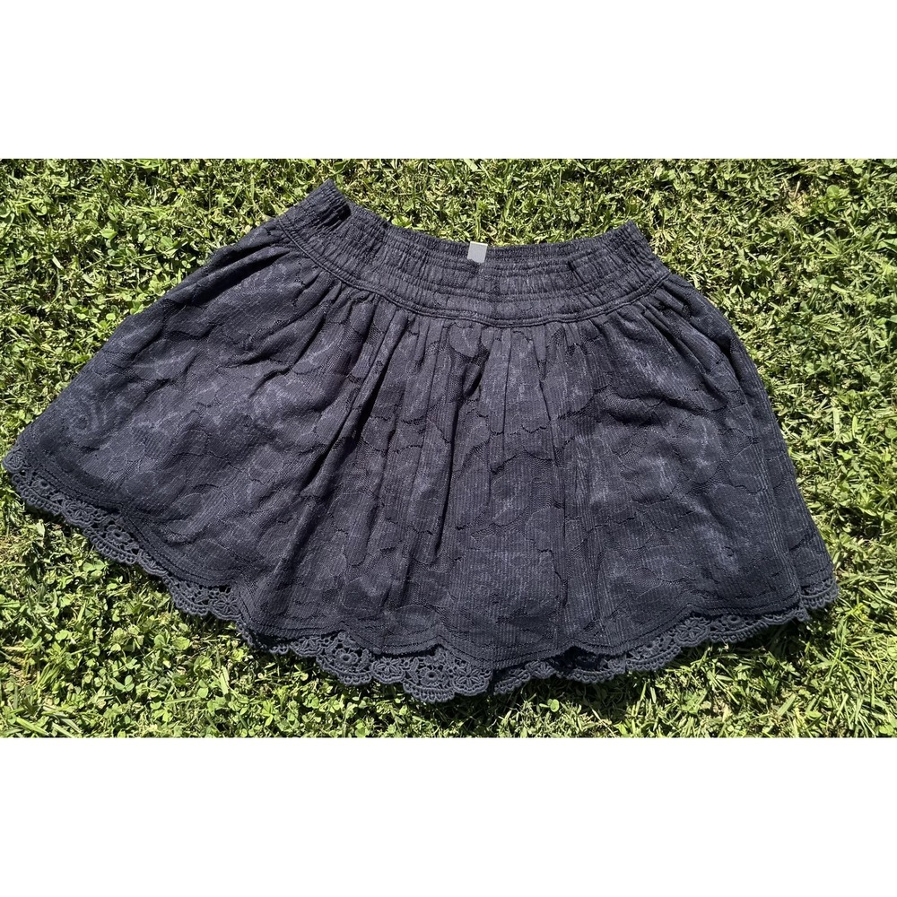 Abercrombie & Fitch Girls M Blue Floral Lace Elastic Skater Skirt 143311110